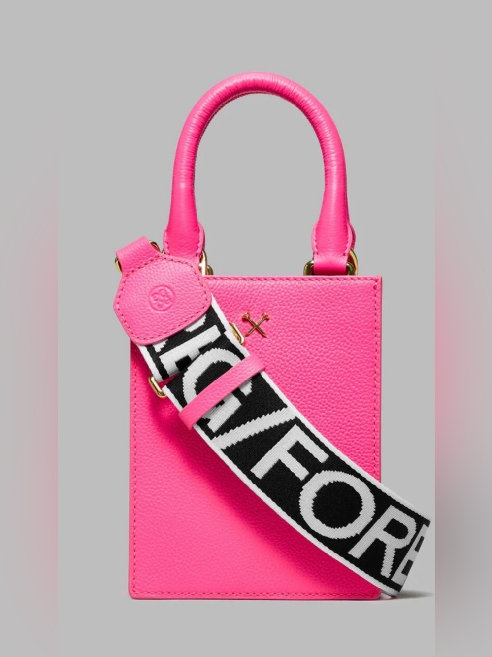 G/FORE Metal Tee’s Pink Mini Leather Tote with Logo Strap NEE